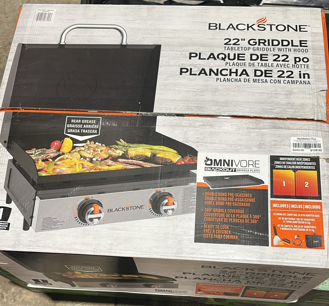 Blackstone Original 22” Tabletop Pre Seasoned Griddle with Hood Bundle