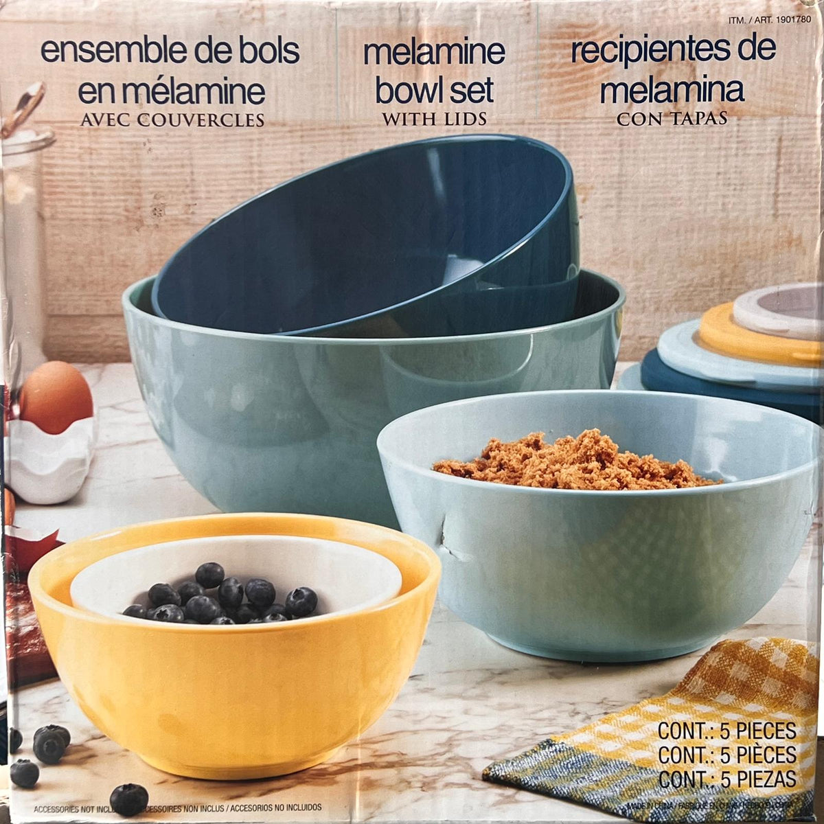 Pandex Melamine Bowl Set with Lids, 5-pieces