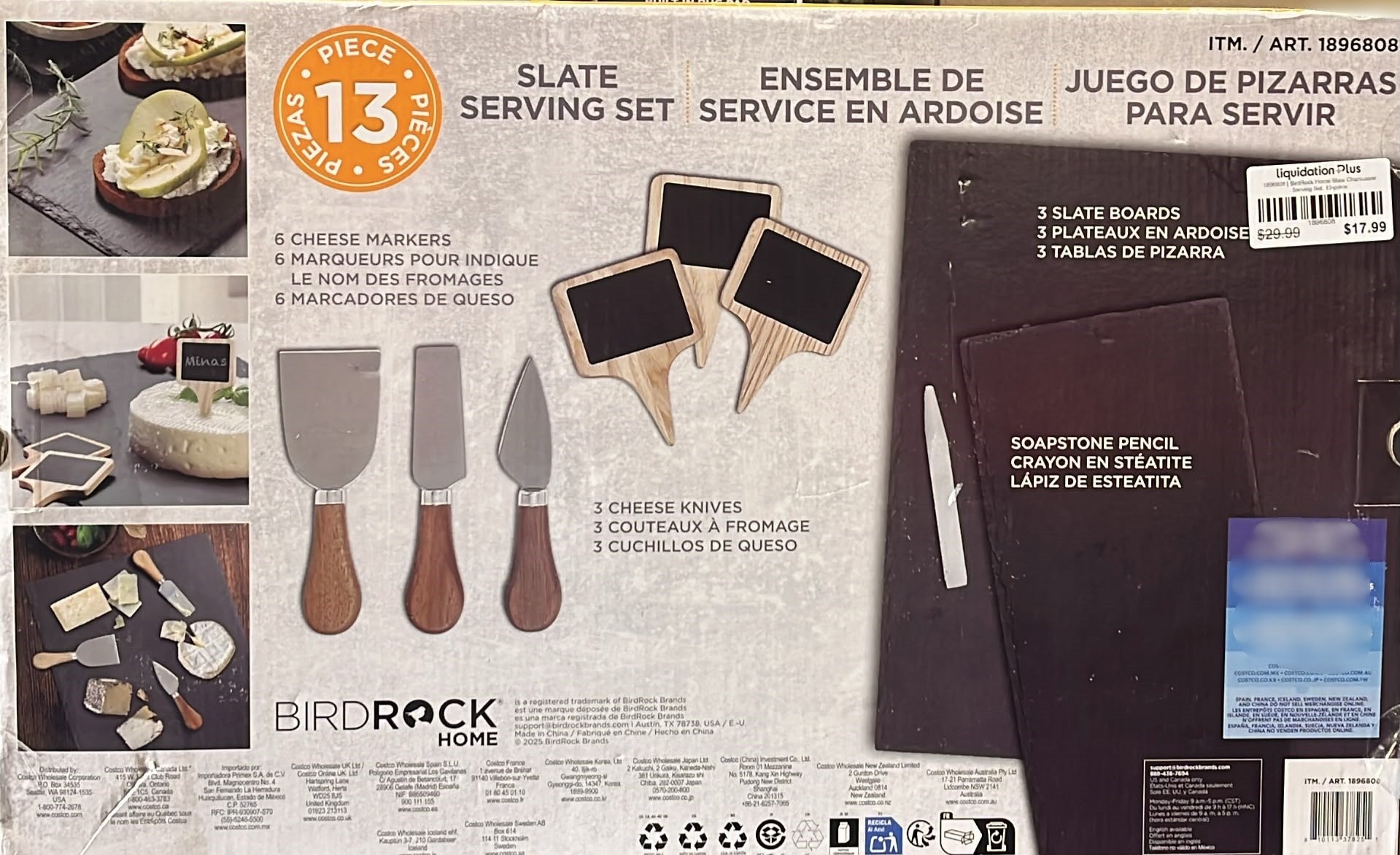 BirdRock Home Slate Charcuterie Serving Set, 13-piece
