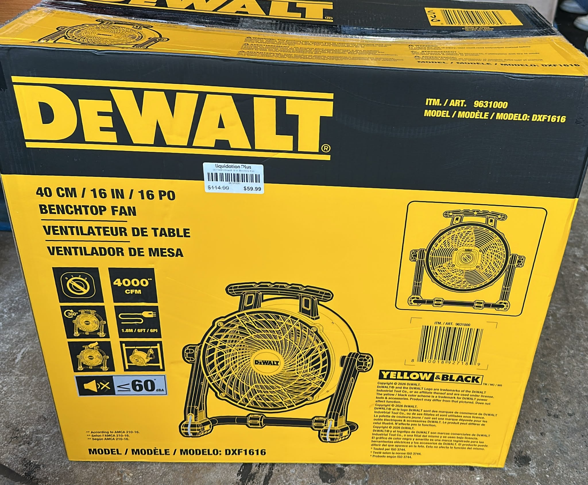 Dewalt 16 in. Benchtop Fan