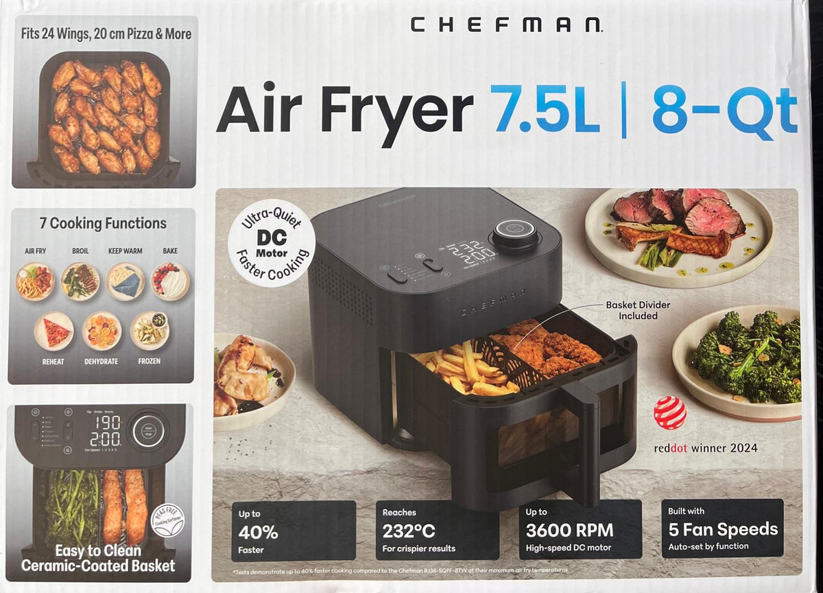 Chefman Crispinator Performance Series 7.5 L (8 qt.) Air Fryer with Removable Divider