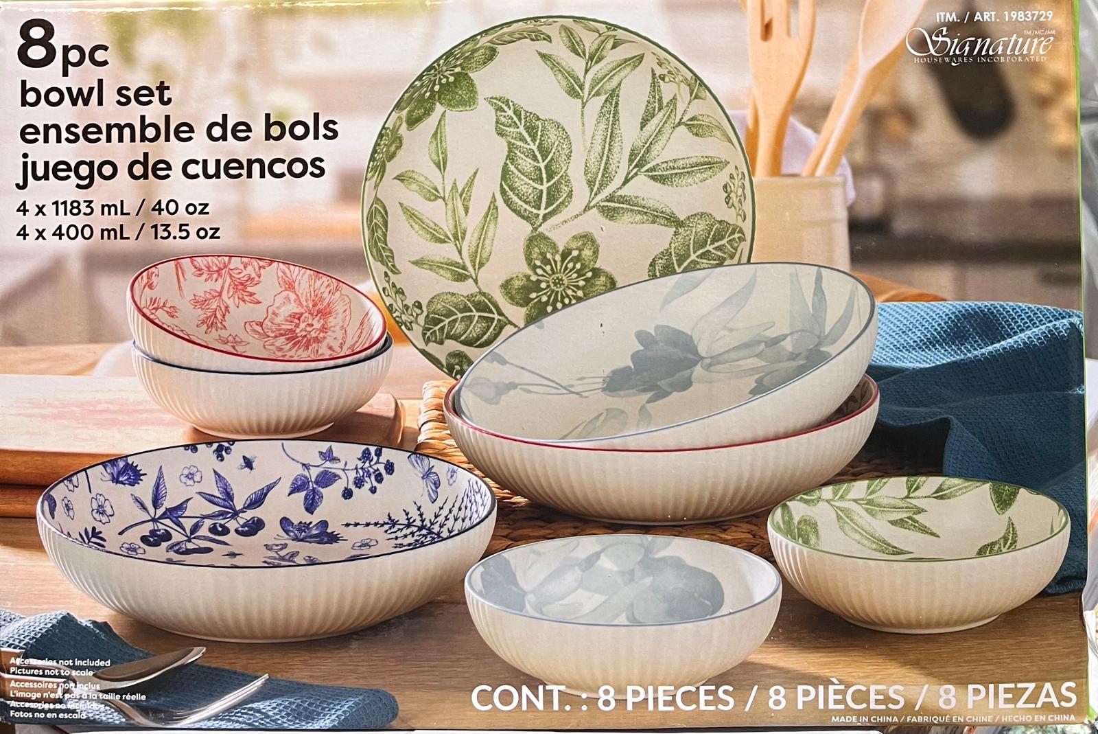 Signature Housewares Stoneware Bowl Set, 8-pieces