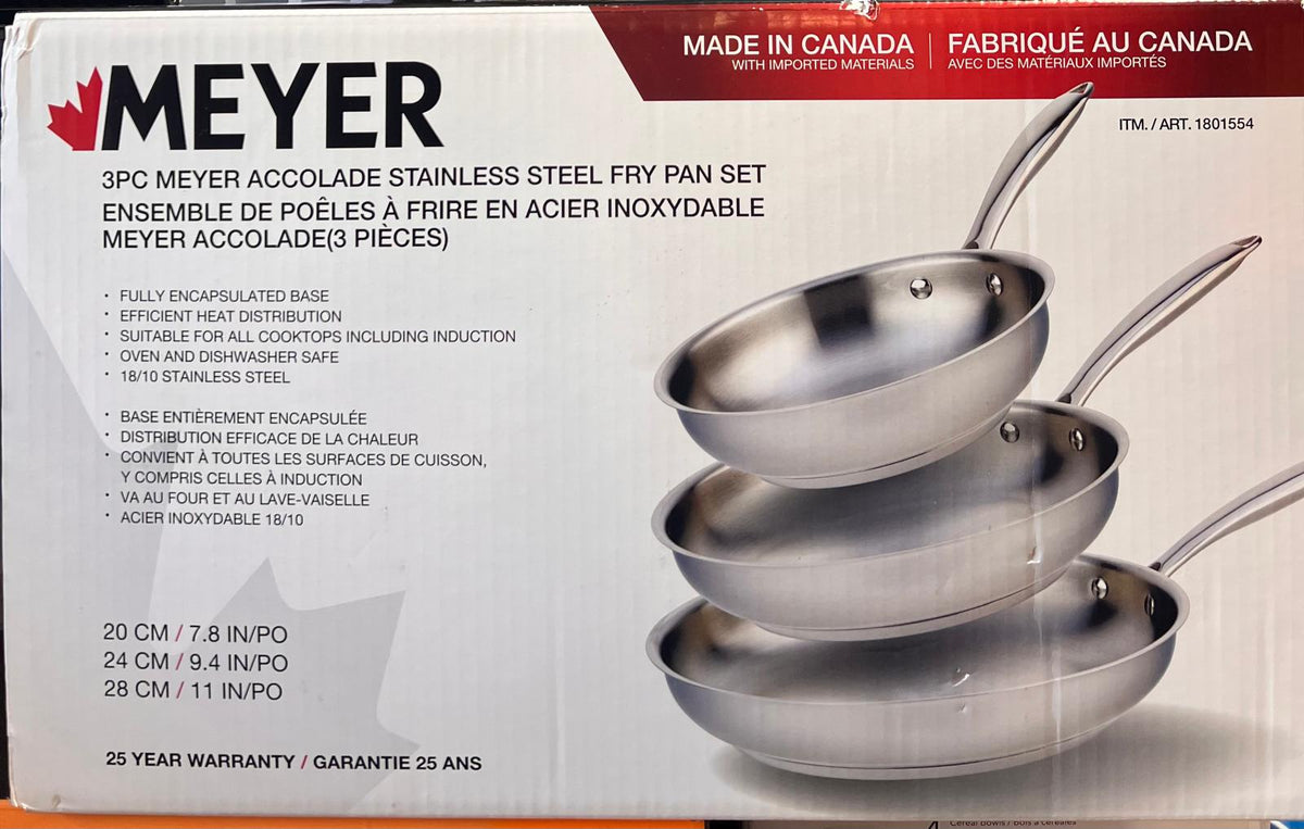 Meyer Accolade Stainless Steel Skillets, 3-pieces