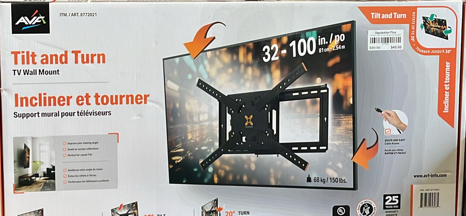 AVF 32"-100" Tilt and Turn TV Mount