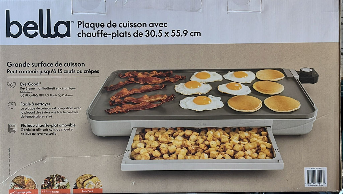 bella 12" x 22" XL Griddle with Warming Tray