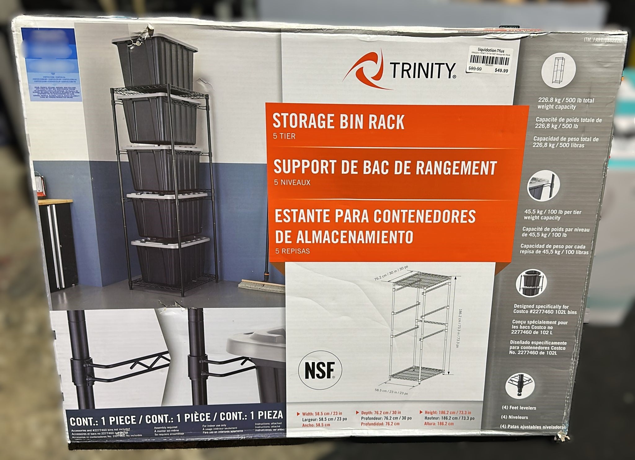 TRINITY 5-Tier NSF Storage Bin Rack
