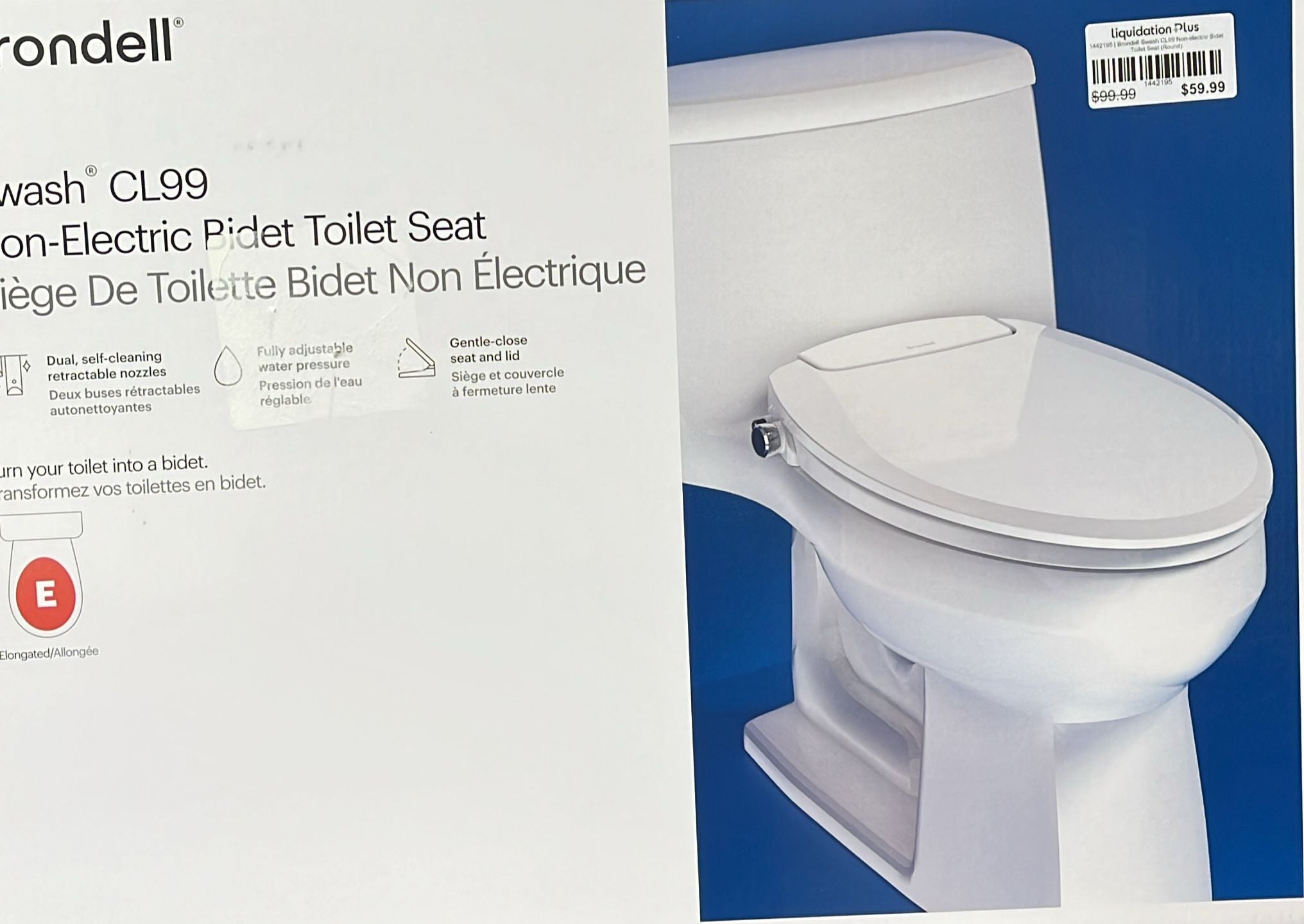 Brondell Swash CL99 Non-electric Bidet Toilet Seat (Round)