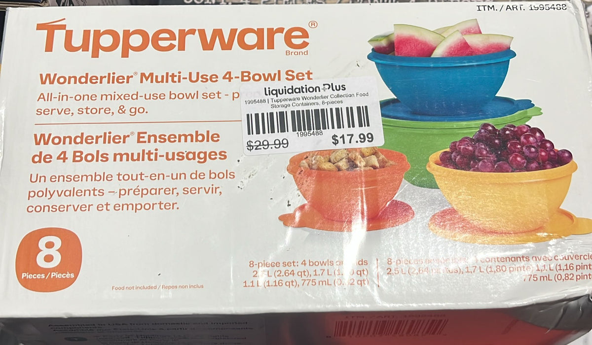 Tupperware Wonderlier Collection Food Storage Containers, 8-pieces