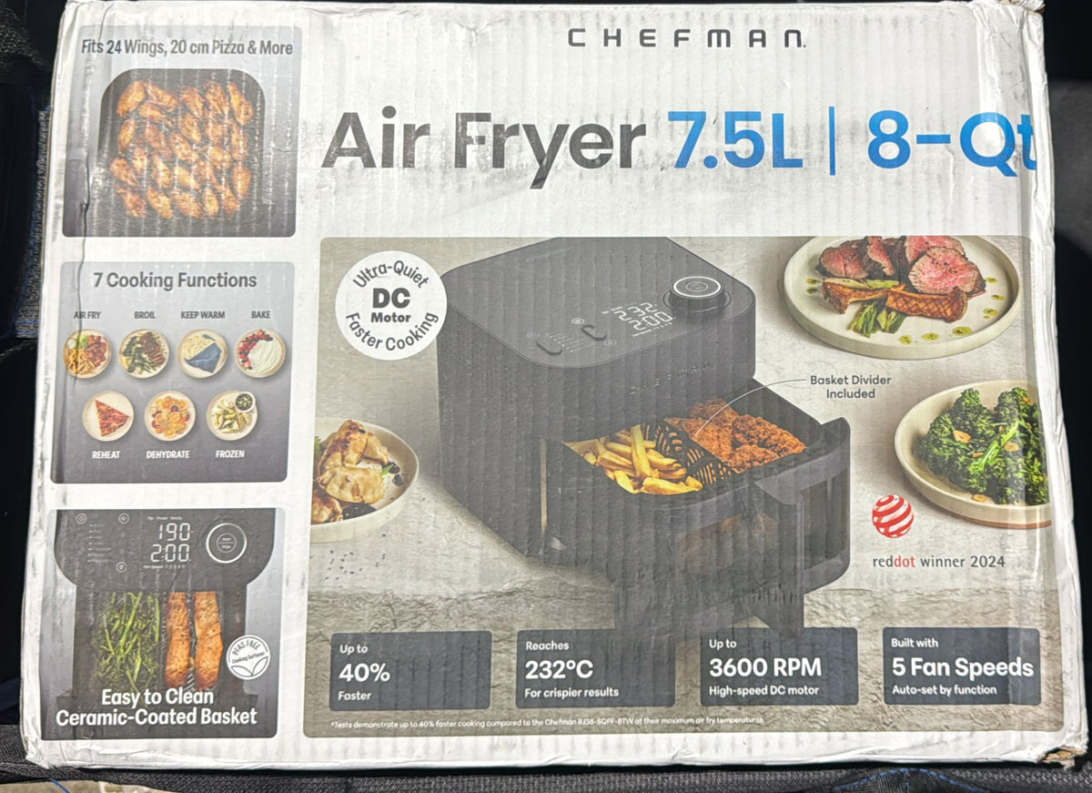 Chefman Crispinator Performance Series 7.5 L (8 qt.) Air Fryer with Removable Divider