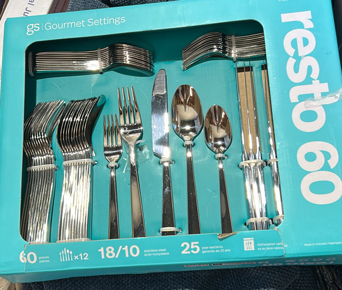 Gourmet Settings Resto Flatware Set, 60-piece