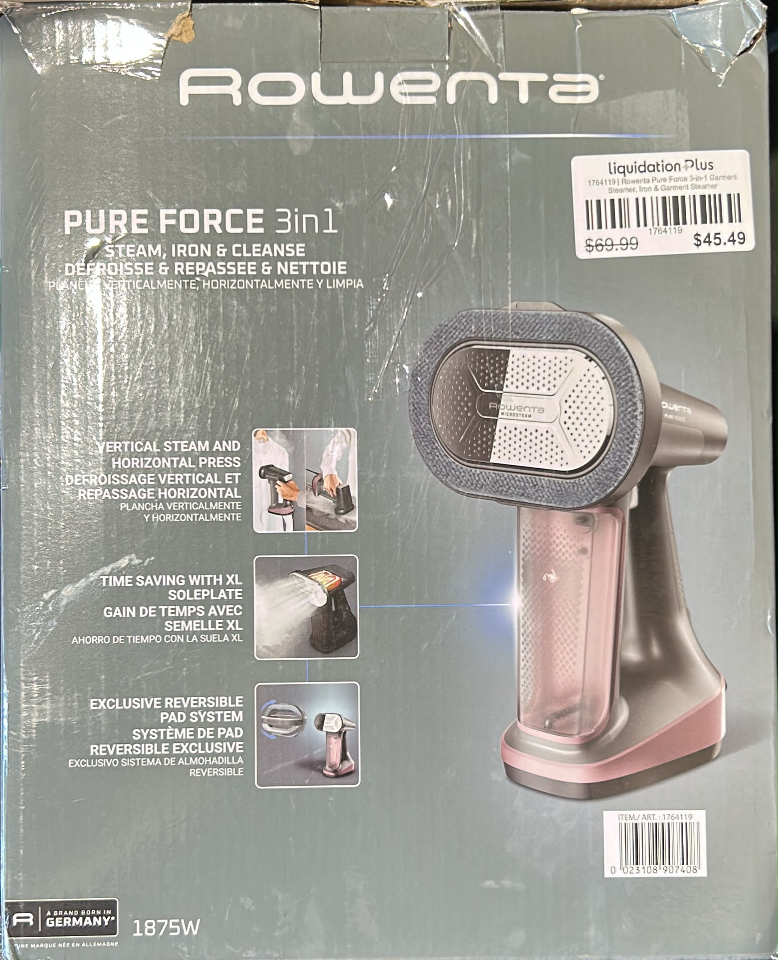 Rowenta Pure Force 3-in-1 Garment Steamer, Iron & Garment Steamer