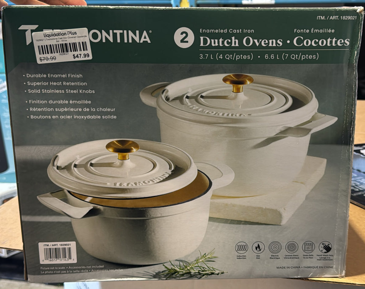 Tramontina Cast Iron Covered Casserole Set - White