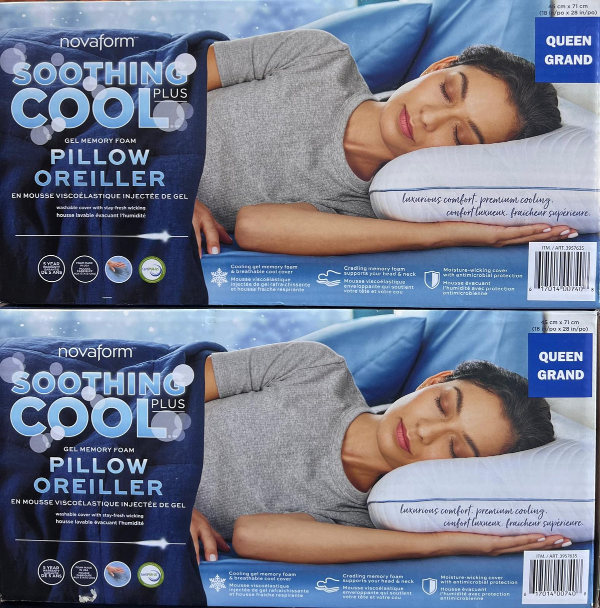 Novaform Soothing Cool Plus Gel Memory Foam Pillow (Queen)