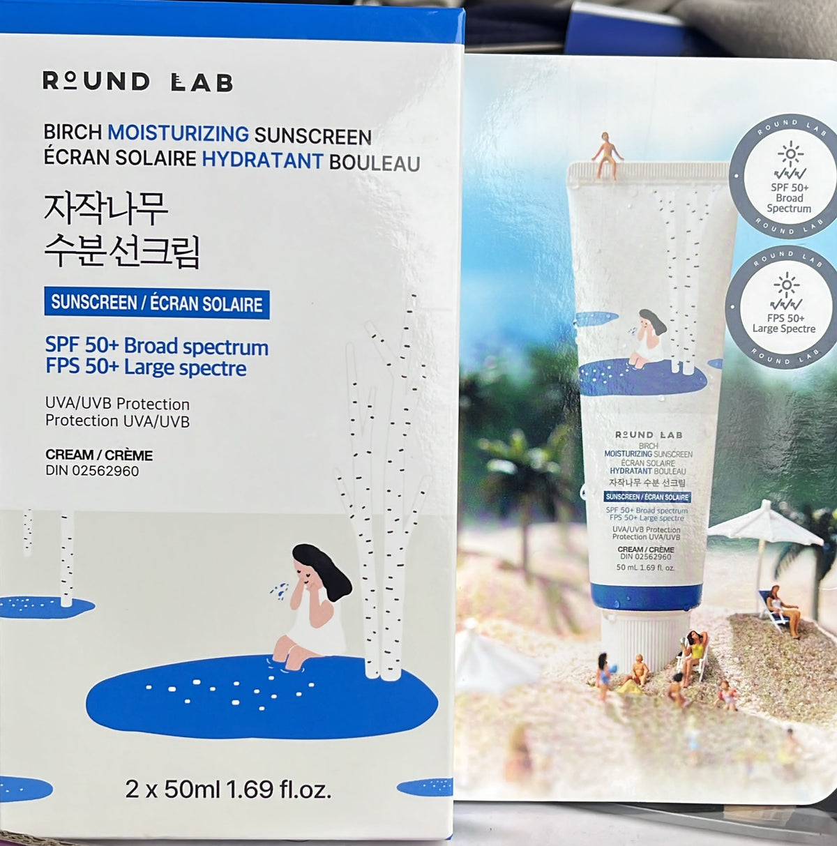 Round Lab Birch Moisturizing Sunscreen SPF 50+, 2 x 50 mL