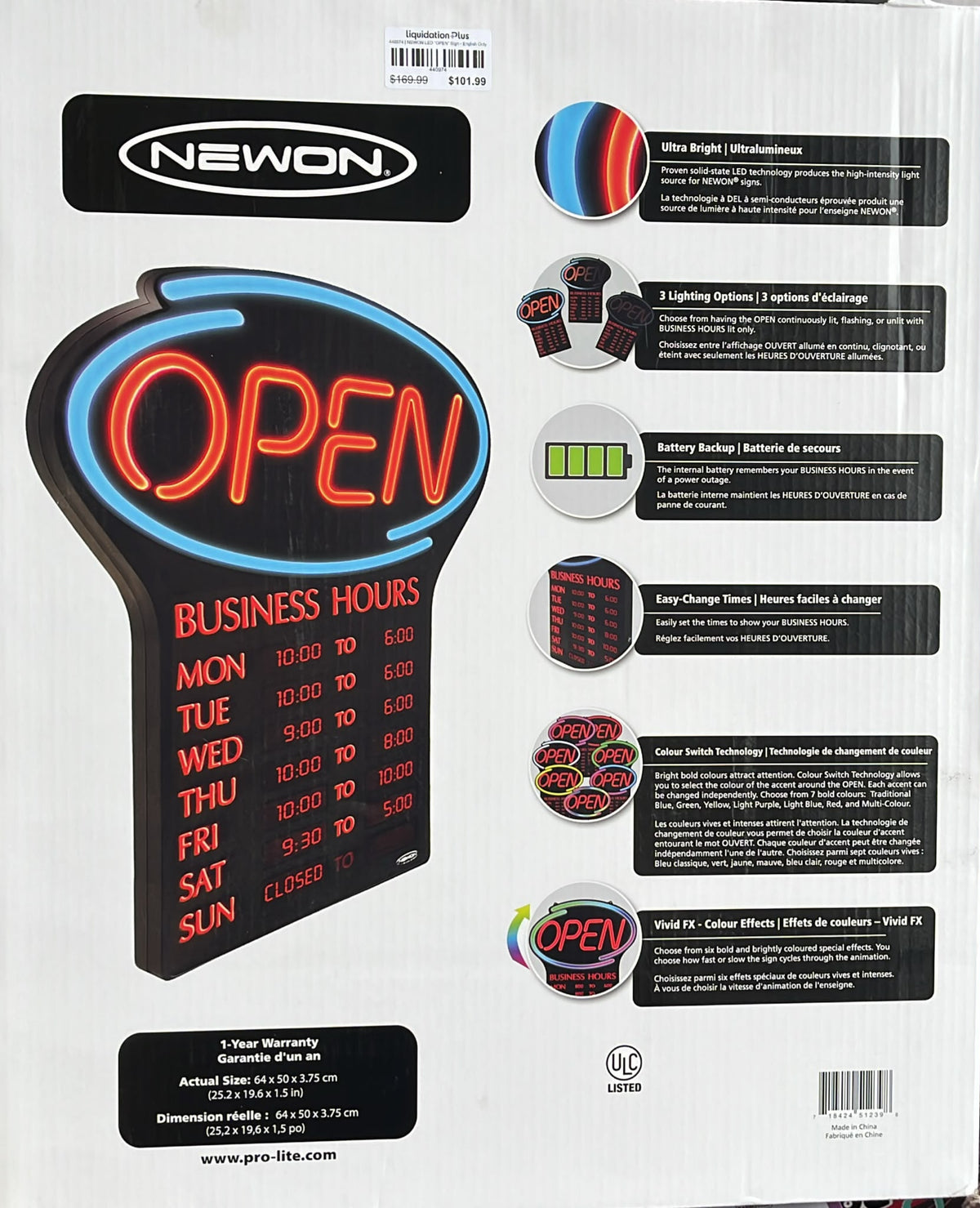 NEWON LED “OPEN” Sign - English Only