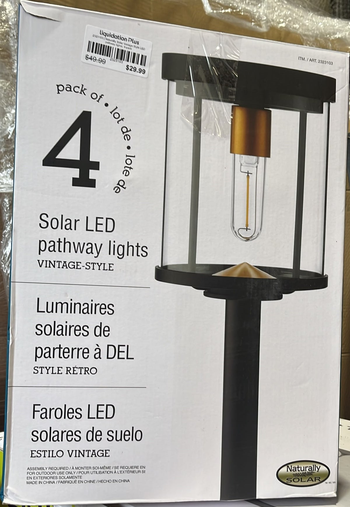 Naturally Solar Vintage Style LED pathway lights, 4-pack