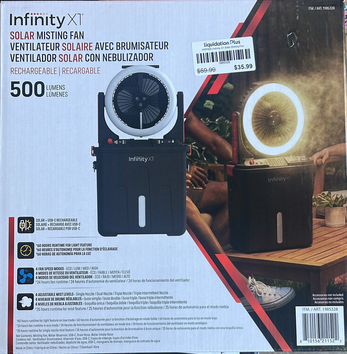 Infinity X1 Solar Misting Fan
