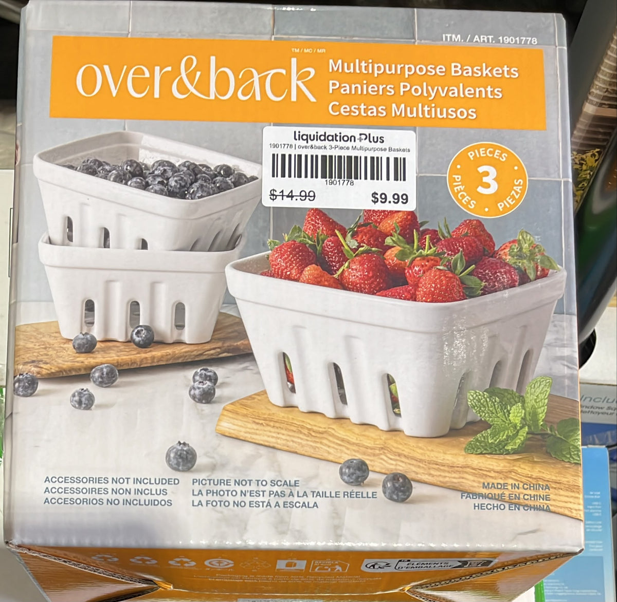 over&back 3-Piece Multipurpose Baskets