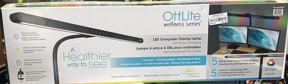 OttLite wellness series LED computer clamp lamp