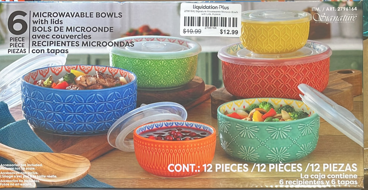Signature Housewares Morocco Bowls with Lids, 6-piece