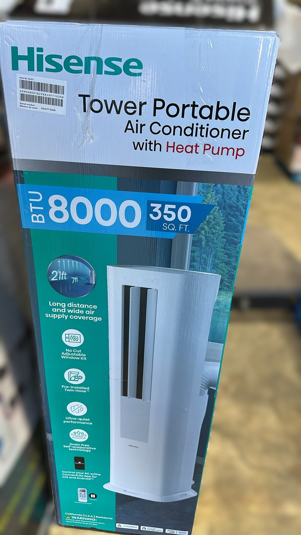 Hisense 8000 BTU Dual Hose Portable Tower Air Conditioner
