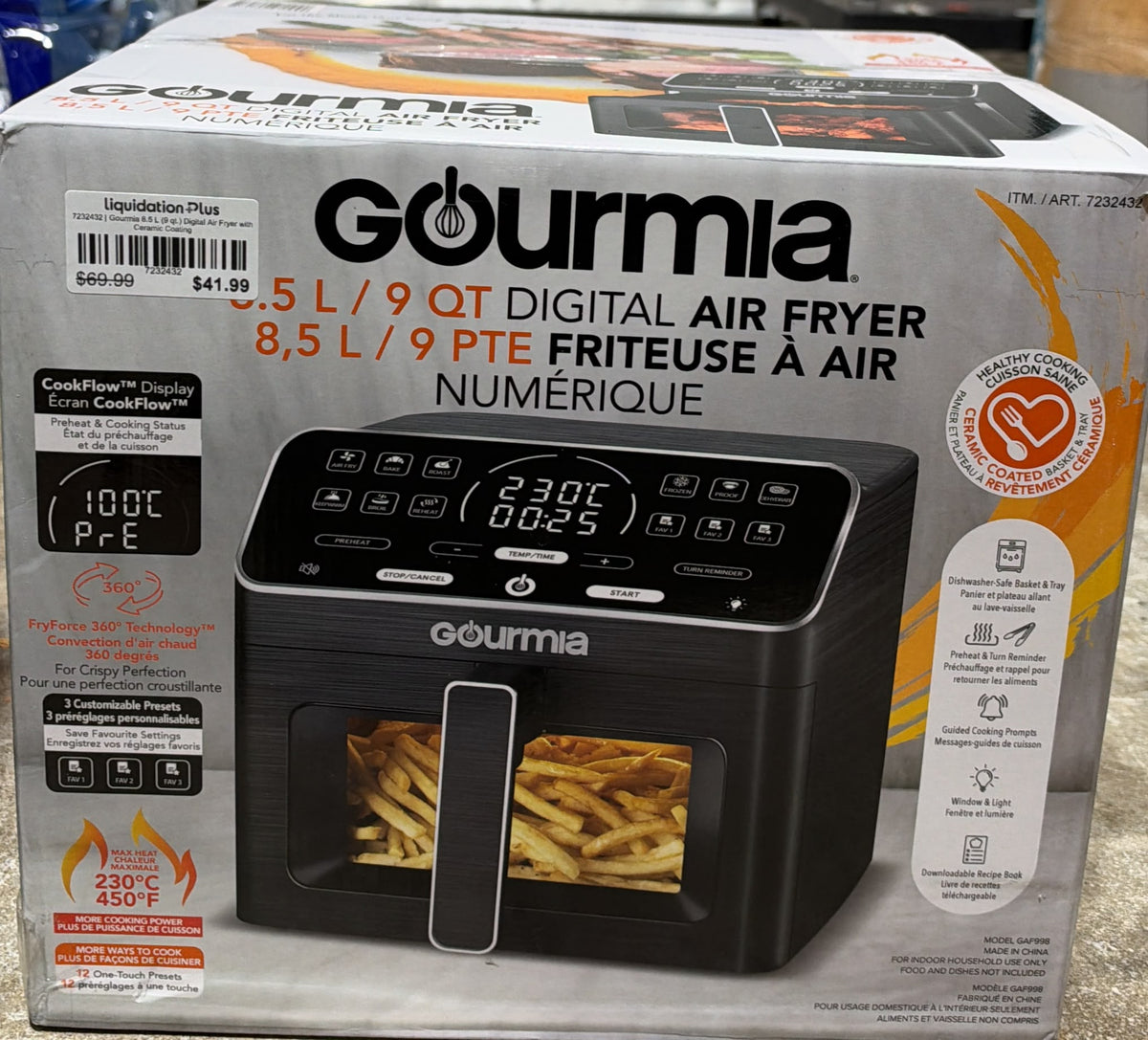 Gourmia 8.5 L (9 qt.) Digital Air Fryer with Ceramic Coating