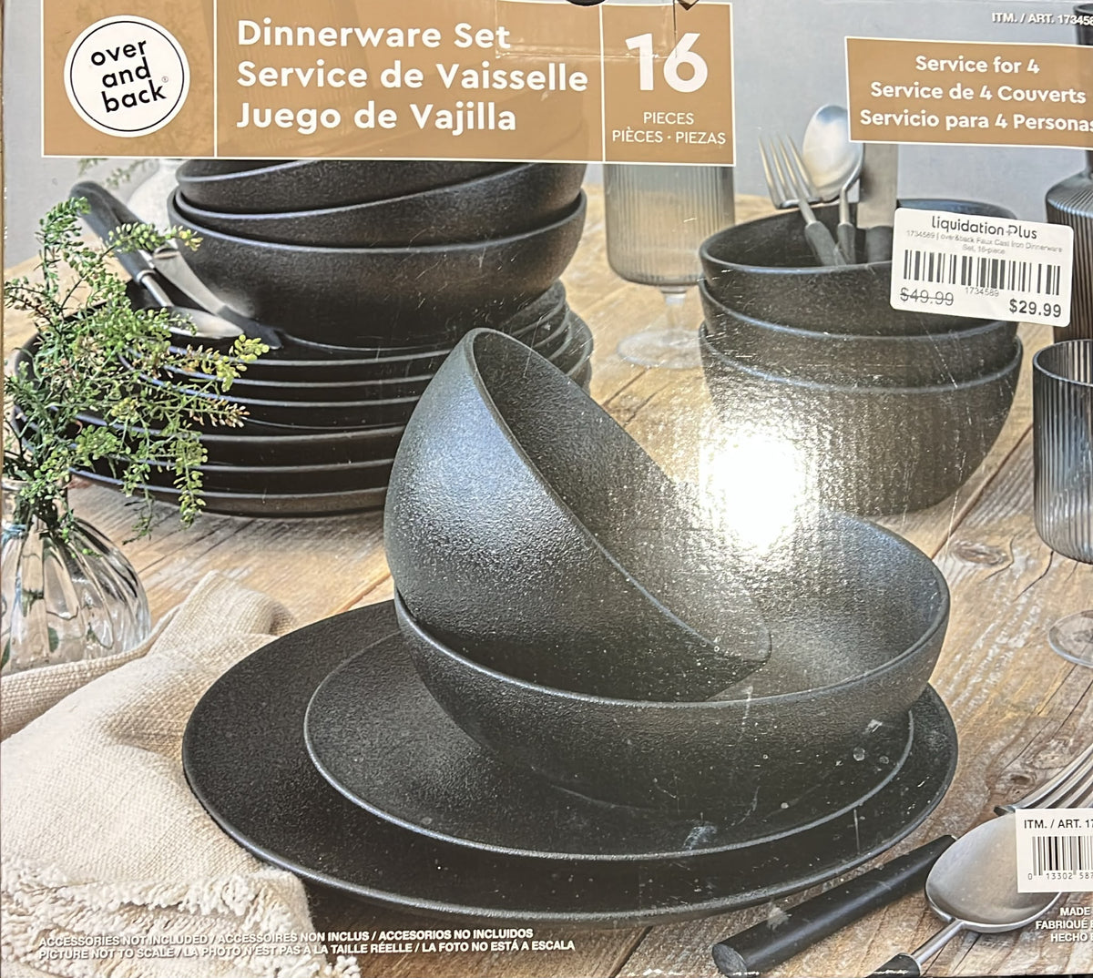 over&back Faux Cast Iron Dinnerware Set, 16-piece