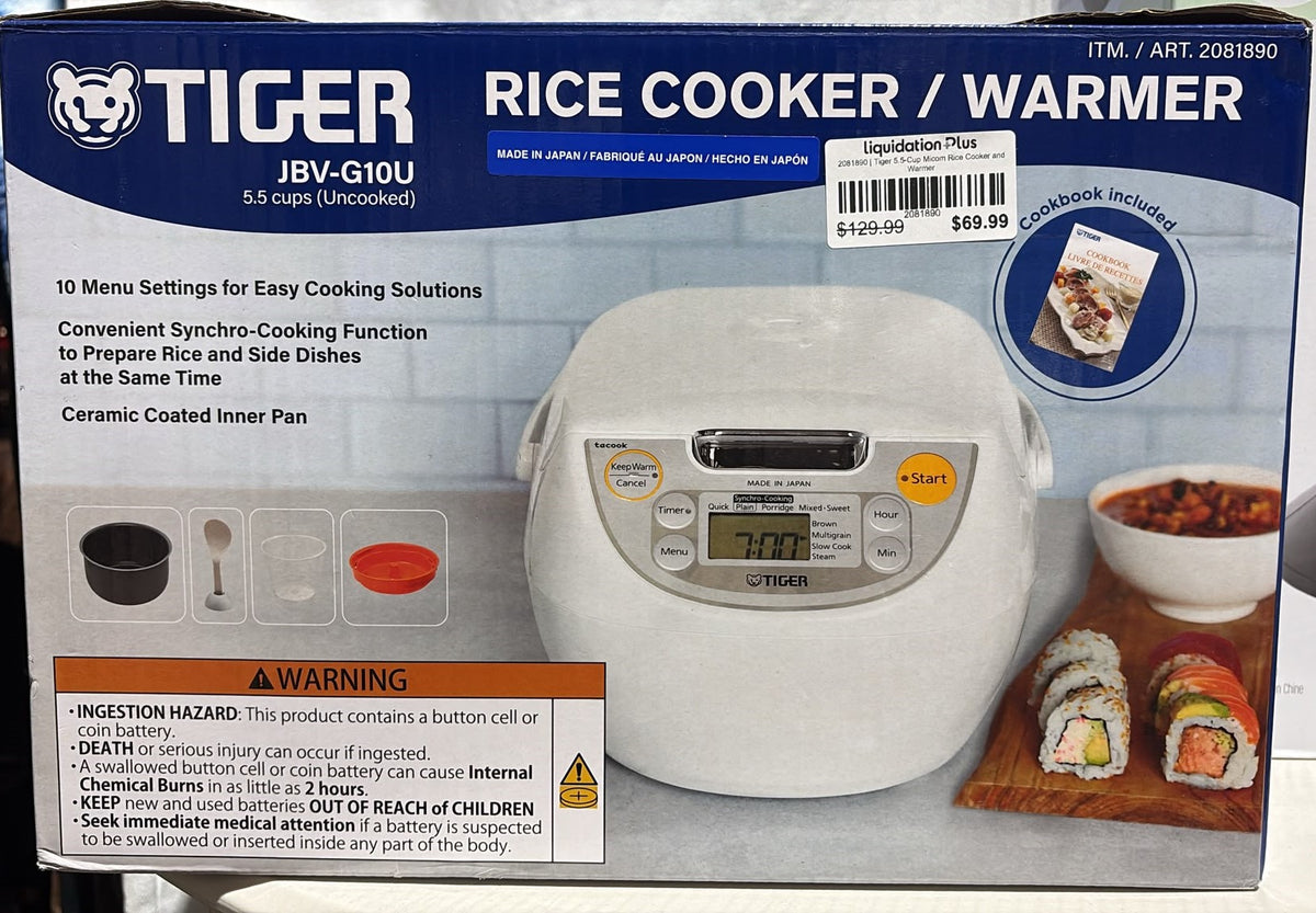 Tiger 5.5 cup (Uncooked) Rice Cooker with Multi-Function 1.7 mm Thick Non-Stick Inner Pot