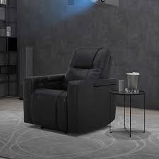 Leather Power Home Theater Recliner, Black