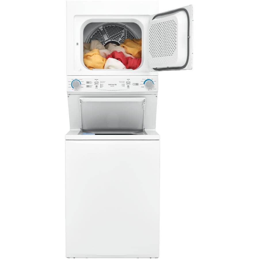 Frigidaire 27 in. White Electric 4.5 cu. ft. IEC Washer and 5.5 cu. ft. Dryer Laundry Centre