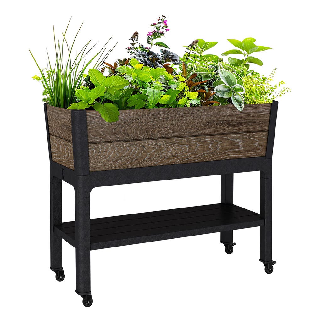 Keter Signature 29 Gallon Rolling Raised Garden Bed with Self Watering