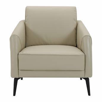 Cream Top-grain Leather Accent Chair