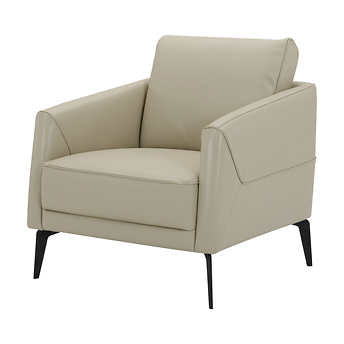 Cream Top-grain Leather Accent Chair