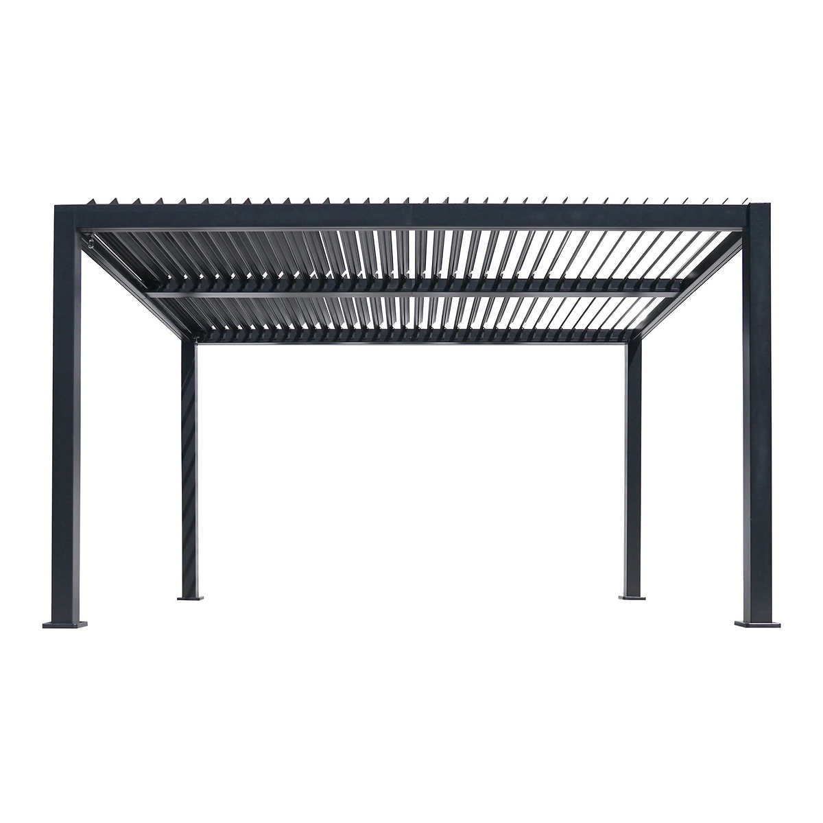 Sojag Hana 10 ft. x 13 ft. Louvered Pergola received without box, needs to be changed by customer before pickup, no manual, little scratches and dents, sold as is