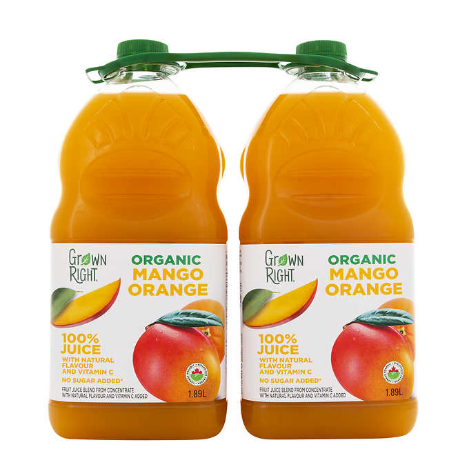 Grown Right Organic Mango Orange Juice 2 × 1.89 L