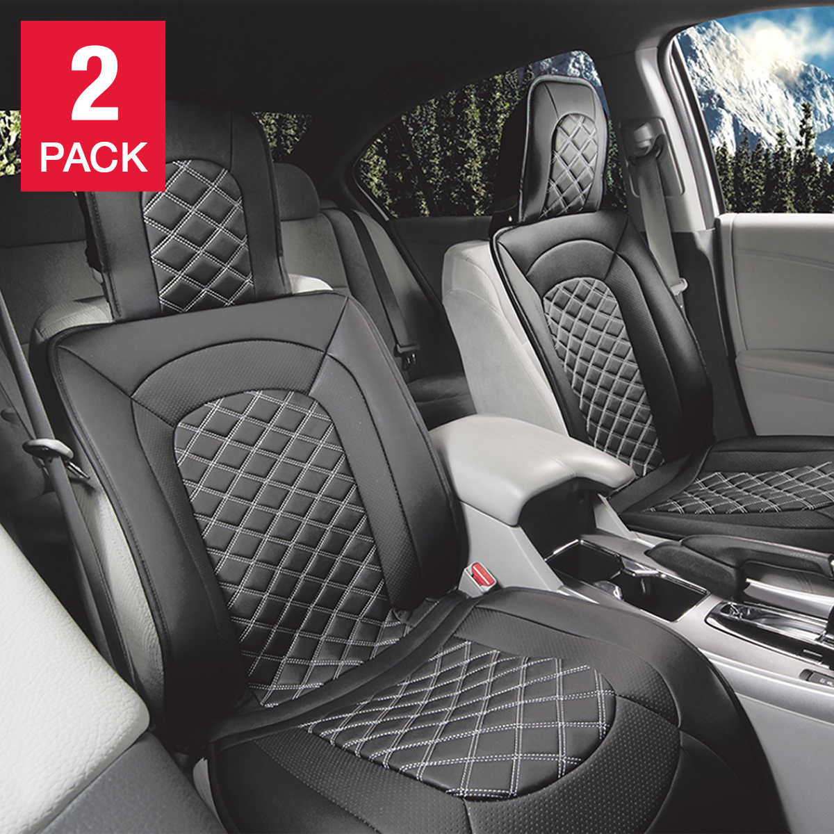 Alpena Black Diamond Universal Fit Luxury Seat Cover, 2-pack
