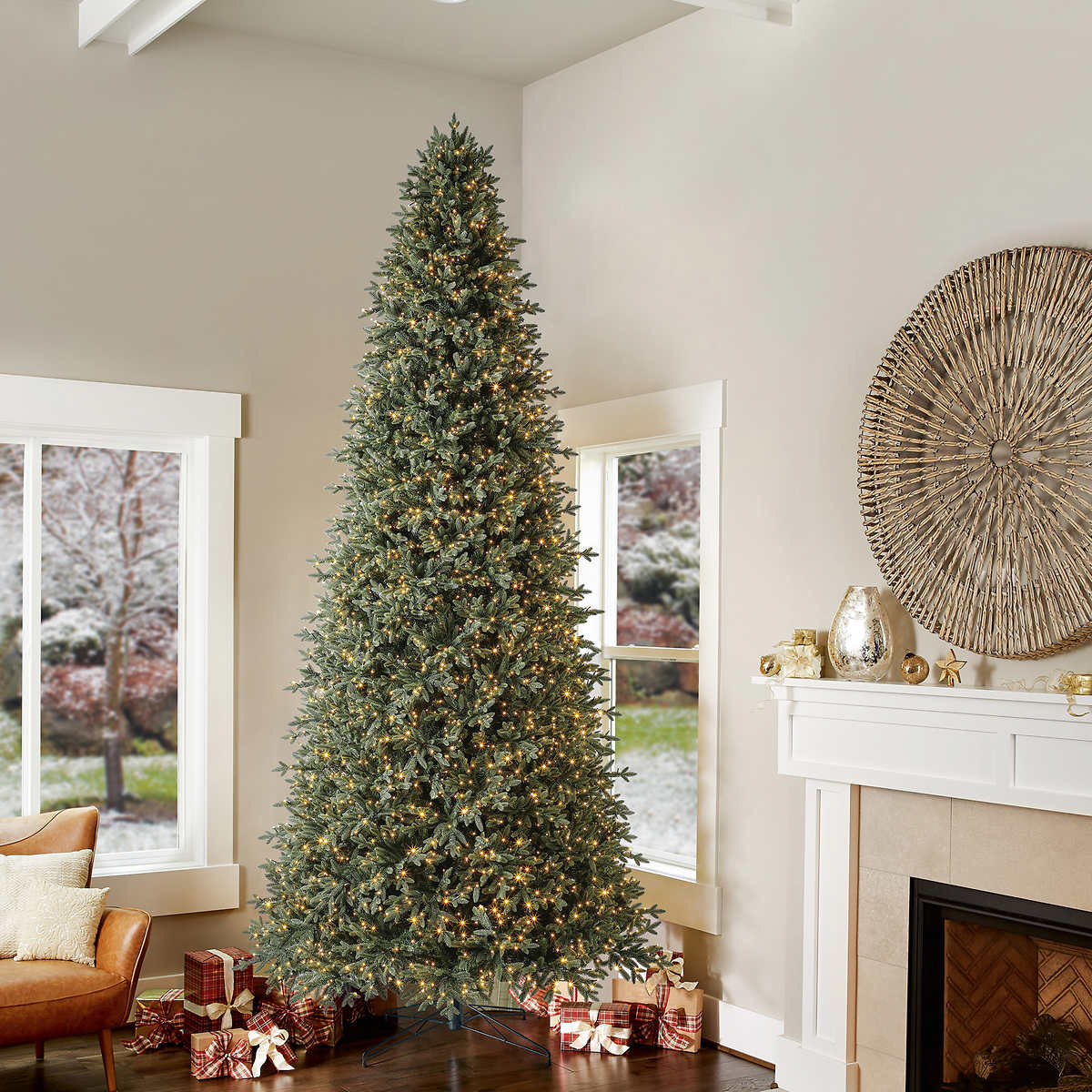 12 ft Pre-Lit Aspen EZ Connect Artificial Christmas Tree, 4430 Color-Changing Radiant Micro LED Lights