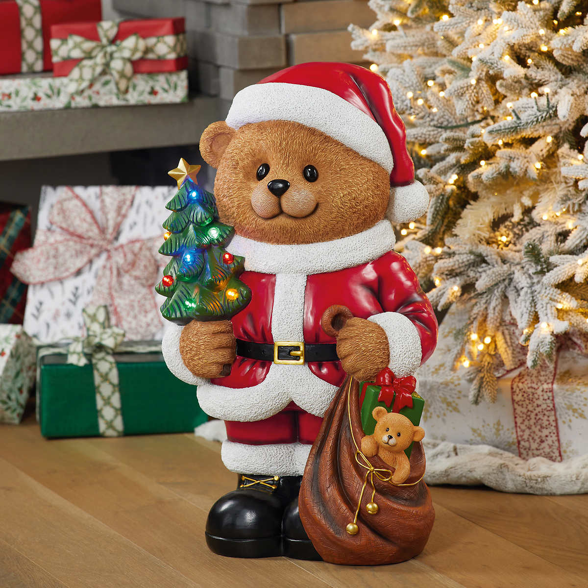 Bear Greeter with Christmas Tree & LED Lights