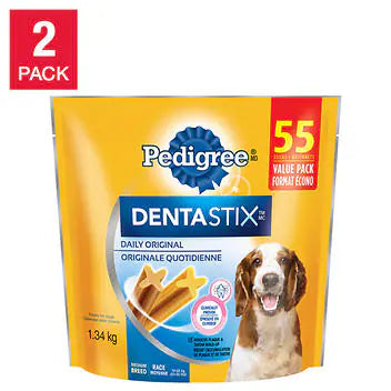 Pedigree Dentastix Medium Dog Original Treats 110-count, 2 x 1.34 kg (2.95lb)