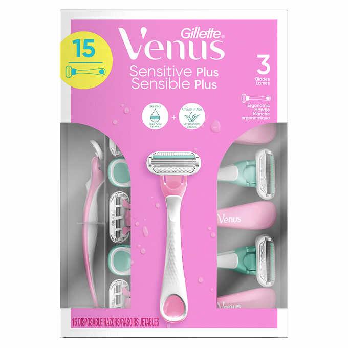 Gillette Venus Sensitive Women's Disposable Razors, 15-count