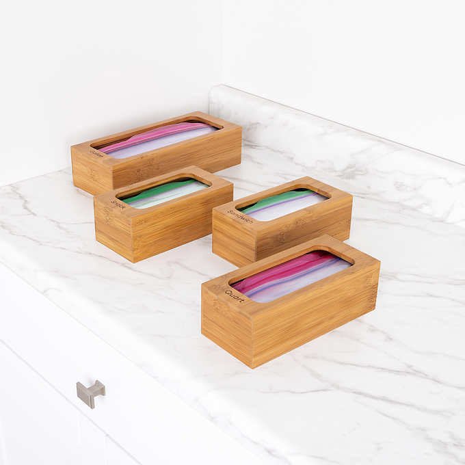 Seville Bamboo Food Bag Organizer 4-piece Set