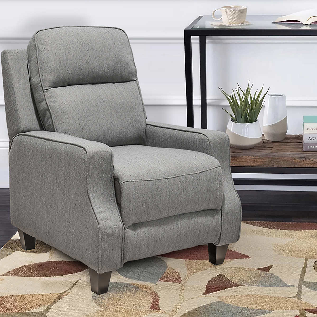 Minhas Fabric Push Back Recliner, Grey