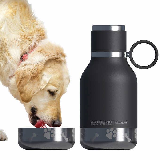 Asobu Insulated Stainless Steel Water Bottle with Removable Dog Bowl