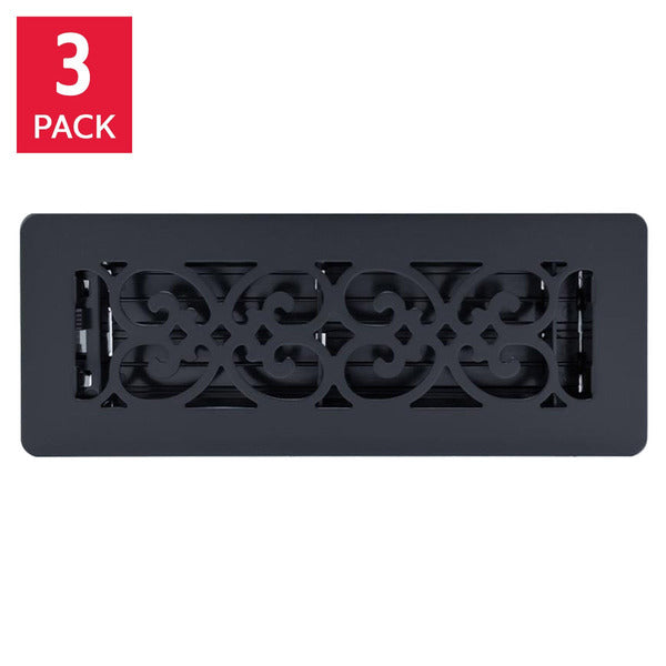 Manor House Low Profile Floor Registes, 4x10 in - Black