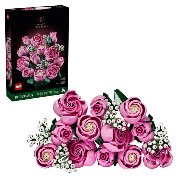LEGO Botanicals Bouquet of Pink Roses Artificial Flowers Building Blocks for Adults Ages 18+