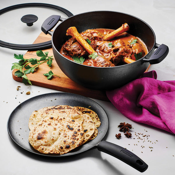Tramontina Cast Iron Deep Kadai & Flat Tawa 3-Piece Cookware Set