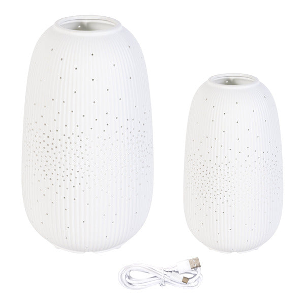 Evergreen LED Porcelain Lantern, 2-piece