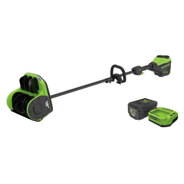 Greenworks 80V Brushless Snow Shovel With Directional Vanes & Mounting Ring Design