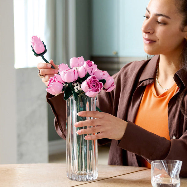 LEGO Botanicals Bouquet of Pink Roses Artificial Flowers Building Blocks for Adults Ages 18+