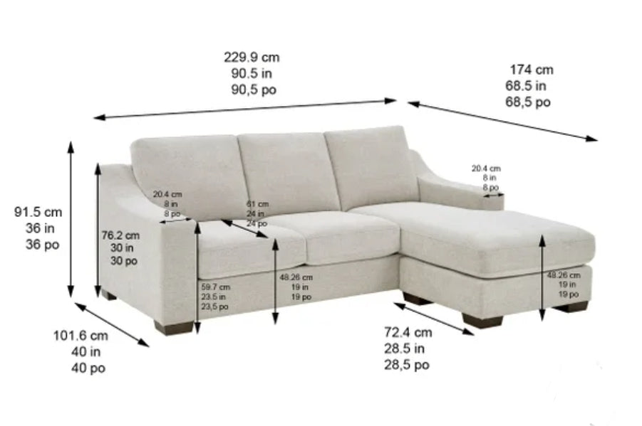 Thomasville Dillard 2-piece Fabric Sofa with Reversible Chaise